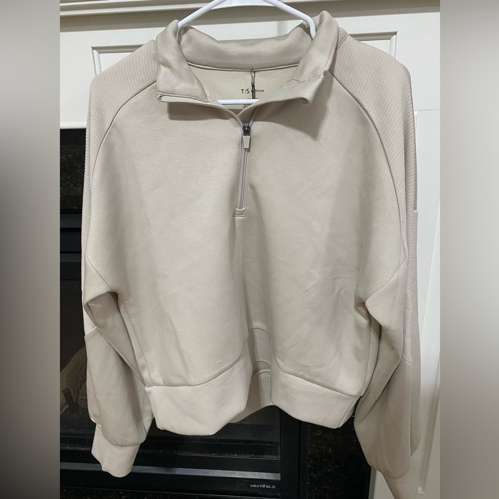 TSE Neutral Beige Half-Zip Pullover